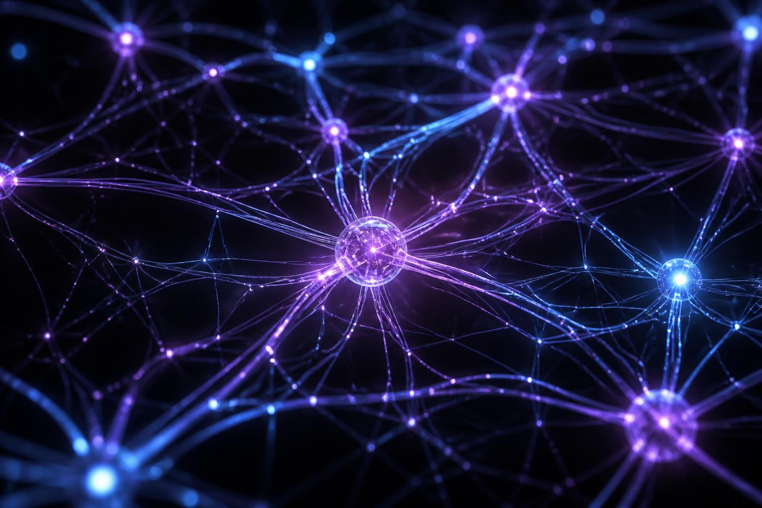 Glowing neural network representing vector embeddings